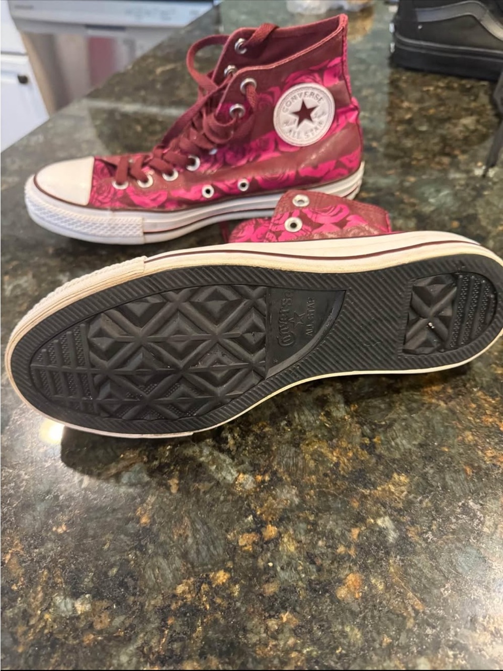 Converse High-Top Sneakers - Maroon & White - Picture 4 of 9